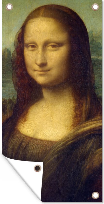 Tuinposter Mona Lisa - Leonardo da Vinci - 30x60 cm - Tuindoek - Buitenposter