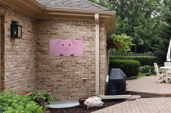 Poster de jardin un cochon rose sur fond rose - Décoration murale cm - Décoration murale extérieur - Poster jardin - Toile jardin - Poster clôture - Tableau jardin