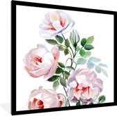 Affiche encadrée Aquarelle - Roses - Fleurs - 40x40 cm