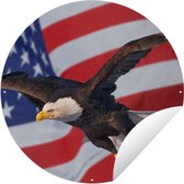 Tuincirkel Amerikaanse zeearend voor de Amerikaanse vlag - 90x90 cm - Ronde Tuinposter - Buiten