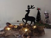 Hert op boomstronk met mossen, diverse noten, zaden, droogbloemen ledverlichting  47cm