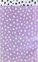 Papieren cadeau zakjes lila met dots 12x19 cm | lila, paars, zwart, wit