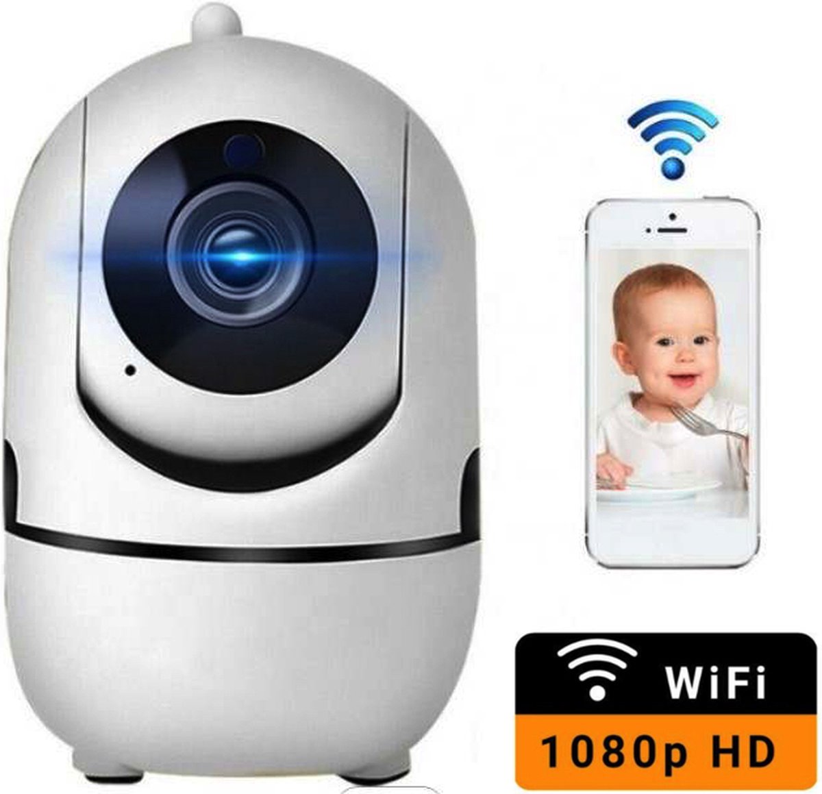 HD Wifi - Babyfoon met Camera - Huisdieren camera - Camera Beveiliging - 1080P - Geluid en Bewegingsdetectie - 4G/5G - Spraakfunctie - Nachtvisie - Met App - Wit