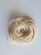 Haarstuk kort elastiek Messy Bun crunchie knot Wit Blond elegant stijl