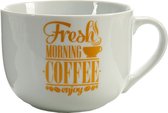 Arte Regal Koffiemok Fresh Morning 500 Ml Porselein Wit/goud