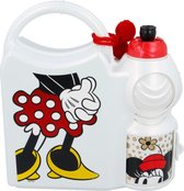 Boîte à lunch Minnie Mouse avec bouteille d'eau - rouge / blanc - Ensemble repas Disney