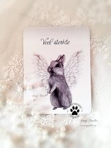 Roosje Rosalie® | 4 Condoleancekaarten Konijn | Angelbunny kaart met 4 sluitzegels | Condoleance | Gedicht