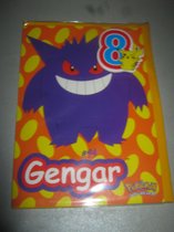 Pokemon Verjaardagskaart 8 Jaar Gengar met button en envelop