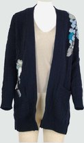 Happy Sweater Gebreid Damesvest Fleur Navy maat 36