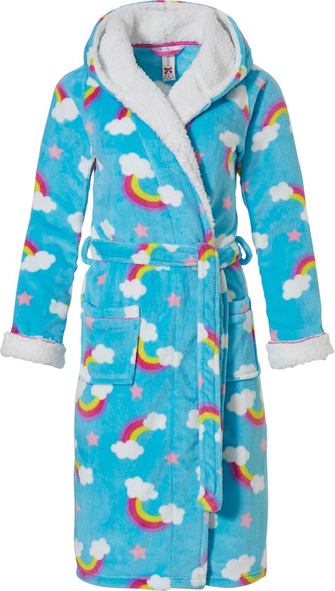 Dames badjas fleece - capuchon - gevoerd teddy - regenboog - Rebelle badjassen voor dames - M