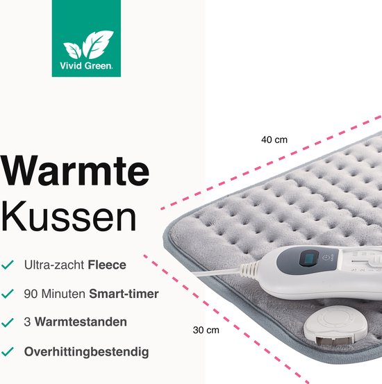 Vivid Green Warmtekussen Elektrisch - Elektrische Kussens - Warmte Kussen - Verwarmingsmat - Verwarmingskussen - Heating Pad