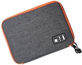 Luxe Nylon Tas Voor Elektronische Accessoires - Handtas - Klussen - Organizer - Kabel - Kabels - Tasje - 2 Laags - Grijs