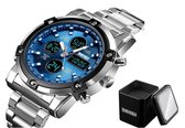 Horloges voor mannen - Blauw - Gift Box - Roestvrijstaal Design - Heren Horloge - Waterdicht - Kerst cadeau