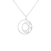 Jewelryz | Ketting zon en maan | 925 zilver | Halsketting Dames Sterling Zilver | 50 cm