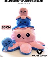 Vulpes Goods® Mood Octopus XXL 60 CM – Omkeerbaar - Limited Edition - Blauw/Roze
