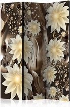 Vouwscherm - Bloemen op brons 135x172cm , gemonteerd geleverd (kamerscherm) dubbelzijdig geprint