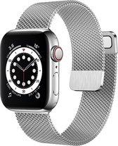 Milanees Bandje Geschikt voor Apple Watch 5 44mm - Zilver Bandje