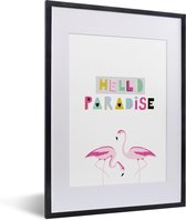 Fotolijst incl. Poster - Flamingo - Paradise - Zomer - 30x40 cm - Posterlijst