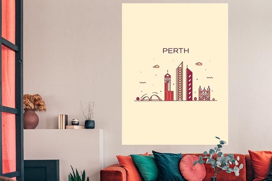 Poster Australië - Perth - Skyline - 120x180 cm XXL