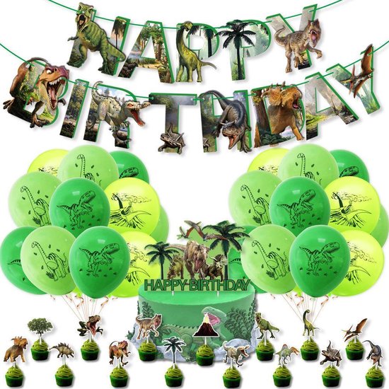 48-delig feestpakket dinosaurus - 36 ballonnen Dinosaurus thema feestje - Dino... | bol.com