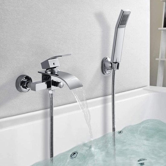 HomeLava Bad kraan bad kraan met handdouche kraan douche 304 roestvrij staal zwarte mengkraan bad douche kraan voor badkamer douche