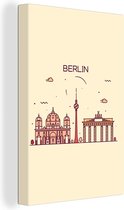 Illustration skyline ' Berlin' sur fond marron clair 80x120 cm - Tirage photo sur toile (Décoration murale salon / chambre)