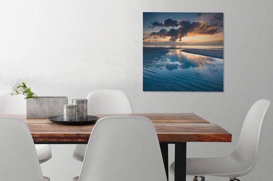 Toile Peinture Pays- Nederland - Côte - Soleil - 50x50 cm - Décoration murale