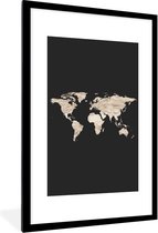 Fotolijst incl. Poster - Wereldkaart - Aquarelverf - Patroon - 80x120 cm - Posterlijst