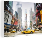 Canvas Schilderij New York - Taxi - Reclame - 80x60 cm - Wanddecoratie