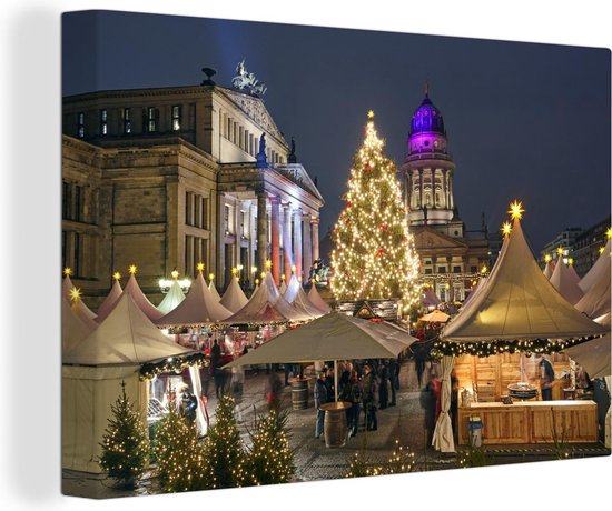 Canvas Schilderij Berlijn - Kerstmarkt - Duitsland - 60x40 cm - Wanddecoratie