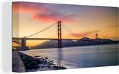 Golden Gate Sunset Canvas 60x40 cm - Tirage photo sur toile (décoration murale salon / chambre) / Villes sur toile