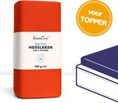 Loom One Hoeslaken Topper – 100% Jersey Katoen – 200x200 cm – tot 10cm matrasdikte– 160 g/m² – Oranje