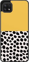 Samsung A22 5G hoesje - Abstract geel | Samsung Galaxy A22 5G case | Hardcase backcover zwart