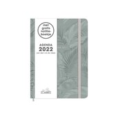Hobbit agenda een gratis los notitieboek 2022 -A5 formaat weekagenda - harde kaft - afgeronde hoeken - 1 week op 2 pagina's - type D2- olijfgroene kaft met een subtiele botanische print