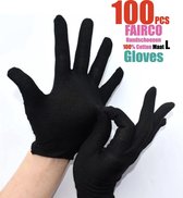 Katoenen Handschoen Zwart Maat L, 100Pcs Black Gloves 50 Pairs Soft Cotton Gloves Coin Jewelry Silver Inspection Gloves Stretchable Lining Glove - Gloves 100% Cotton -- Maat L -- 100 Stuks -- FAIRCO®