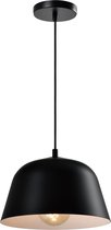 QUVIO Hanglamp retro - Lampen - Plafondlamp - Verlichting - Keukenverlichting - Lamp - Simplistisch design - E27 Fitting - Voor binnen - Met 1 lichtpunt - Aluminium - Metaal - D 30 cm - Zwart en wit