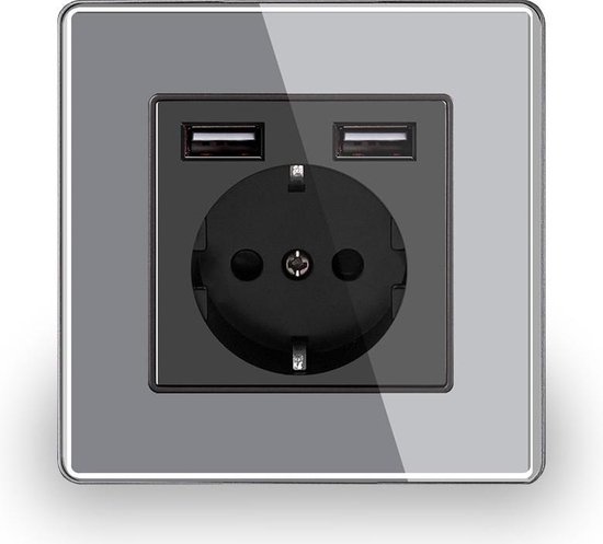 Ooit dump veer Delviz Dual USB stopcontact -2 USB poorten socket - AC Inbouw Stopcontact  -... | bol.com
