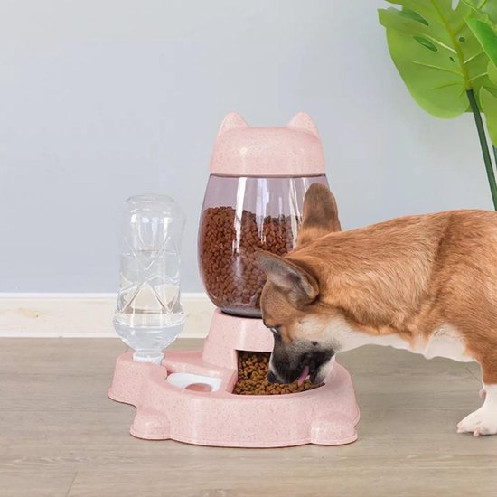 Knoedel Automatische Voerbak – Automatische Drinkbak – Voerautomaat – Drinkbak – Hond En Kat – Roze