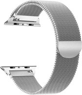 Geschikt voor Apple Watch Bandje Zilver Series 1/2/3/4/5/6/SE/7 42/44/45 mm - iWatch Milanees Polsband Luxe Milanese Loop - Roestvrij staal - Magneet Sluiting