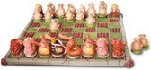 Paolo Chiari - schaakbord varkens vs vlees - ideaal voor slager of boer - handgemaakt italiaans design - polystone
