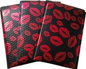 25 Stuks Bubbelenvelop Zwart Rood Lippenstift Luchtkussen Bubbel Envelop binnenmaat Formaat 26 cm x 18 cm Zelfklevende bubbeltjes enveloppen verzendzak postenvelop bedankje liefde Valentijn L