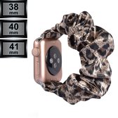 Compatible Apple Watch Bandje - Textiel Scrunchie - Apple Watch Series 1/2/3/4/5/6/SE/7 - 38/40/41mm - Panter Glans