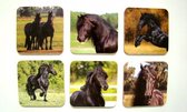 Mooie onderzetters - Set van 6 - Paarden - Kurk/kunststof