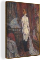 Canvas Schilderij Woman before a mirror - Schilderij van Henri de Toulouse-Lautrec - 60x80 cm - Wanddecoratie
