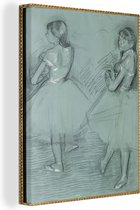 Canvas Schilderij Two dancers - Schilderij van Edgar Degas - 90x120 cm - Wanddecoratie