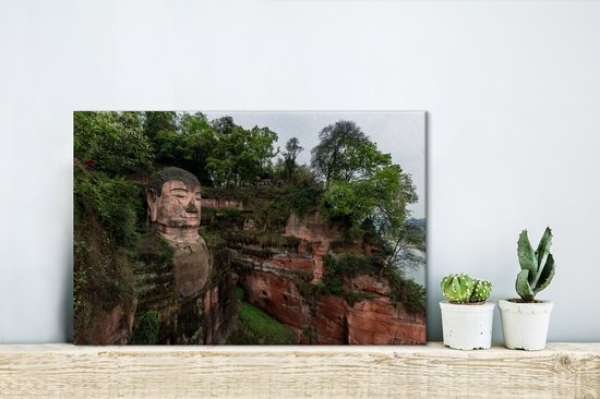 Le Grand Bouddha chinois de Leshan en Leshan Toile 30x20 cm - petit - Tirage photo sur toile (Décoration murale salon / chambre)
