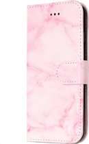 Apple iPhone 7 Hoesje - Mobigear - Marble Serie - Kunstlederen Bookcase - Roze - Hoesje Geschikt Voor Apple iPhone 7