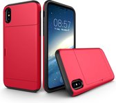 Mobigear Card Backcover Hoesje - Geschikt voor Apple iPhone X/10 - Gsm case - Rood