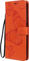 Mobigear Vlinder Bookcase Hoesje - Geschikt voor Xiaomi Mi 10T Lite - Oranje