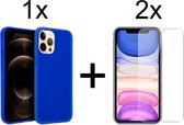 iParadise iPhone 13 Mini hoesje blauw siliconen case hoesjes cover hoes - 2x iPhone 13 Mini screenprotector